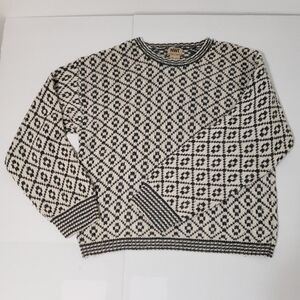 Vtg Northwest Territory crewneck wool blend knit sweater Men's xl beige & black